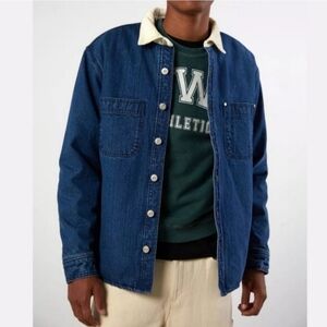Urban Outfitters BDG 90s Blue Fleece Sherpa Lined Denim Corduroy Shirt Jacket